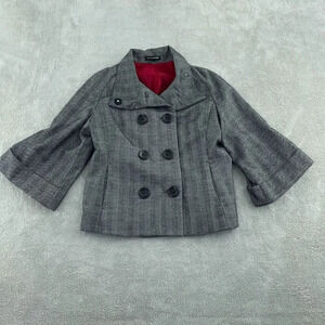 Womens Express Womens 12 Design Studio Gray Wool Blend Double-Breasted 2106